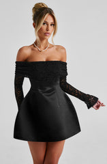 Lace Sleeve Off-Shoulder Mini Dress