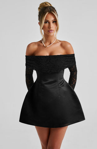 Lace Sleeve Off-Shoulder Mini Dress