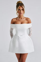Lace Sleeve Off-Shoulder Mini Dress