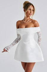 Lace Sleeve Off-Shoulder Mini Dress