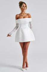 Lace Sleeve Off-Shoulder Mini Dress