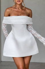 Lace Sleeve Off-Shoulder Mini Dress