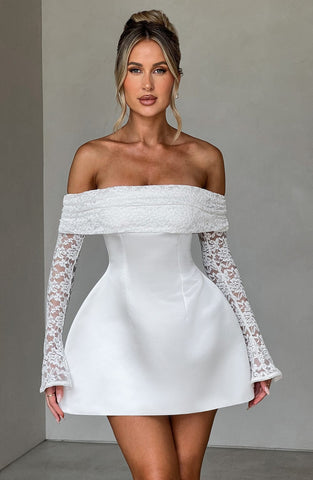 Lace Sleeve Off-Shoulder Mini Dress
