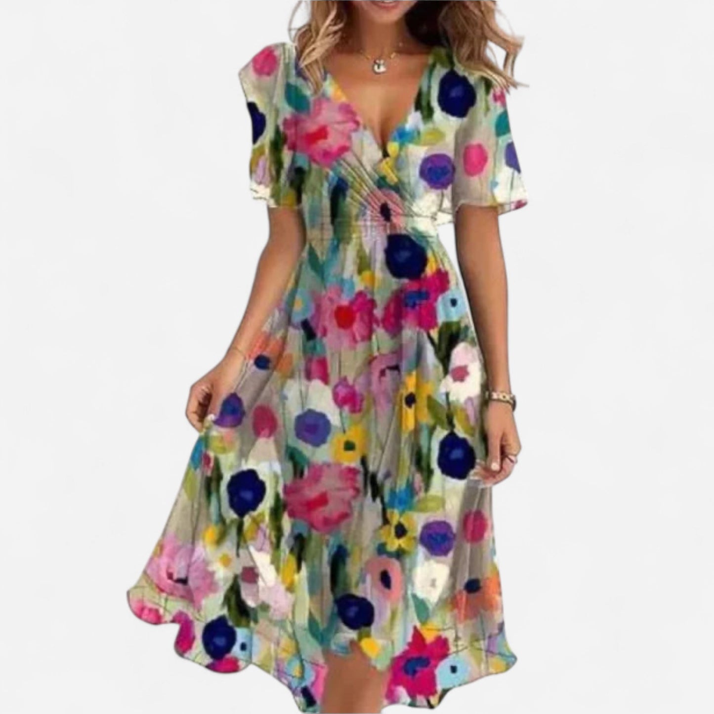 Elegante Abito da Donna con Scollo a V per Primavera e Estate – Femke