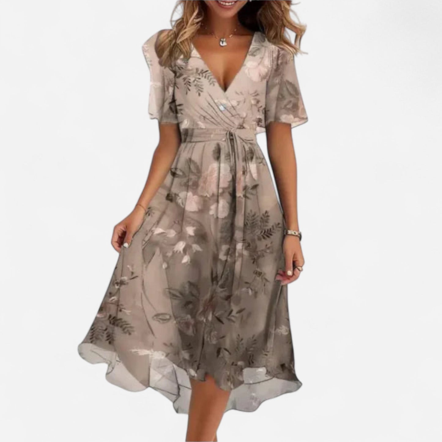 Elegante Abito da Donna con Scollo a V per Primavera e Estate – Femke