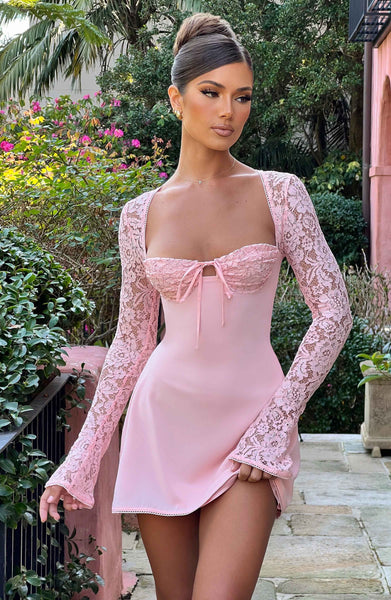 Lace Sleeve Mini Dress