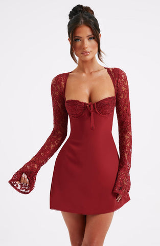 Lace Sleeve Mini Dress